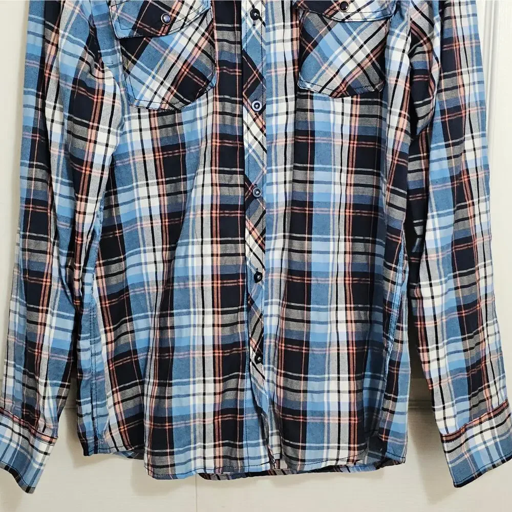 Eighty Eight Platinum Men's Plaid Button Down Shirt Large Casual‎ Western Skater - Picture 4 of 7